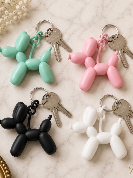 Accessories - NEW Balloon Animal Dog Keychain Rubber Charm - Multiple Colors